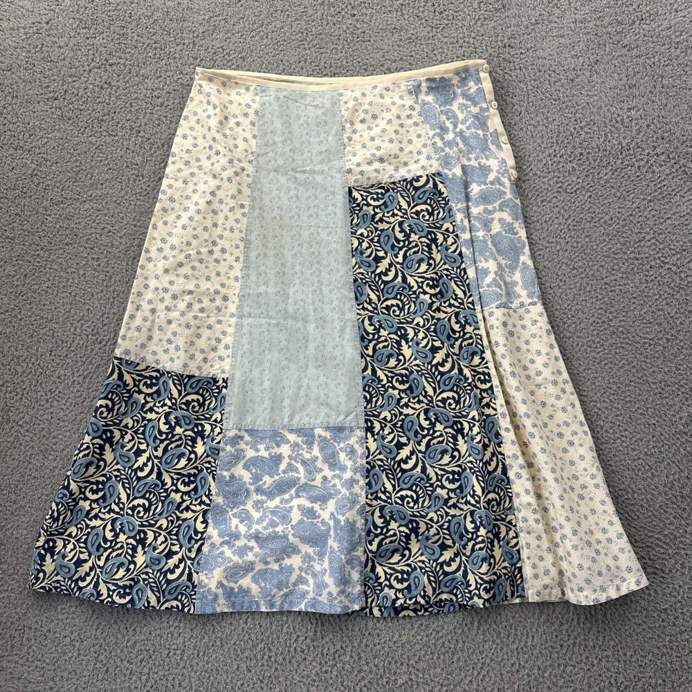 Vintage Liz Claiborne Patchwork Paisley Midi Skirt Boho Cottagecore Women's 12